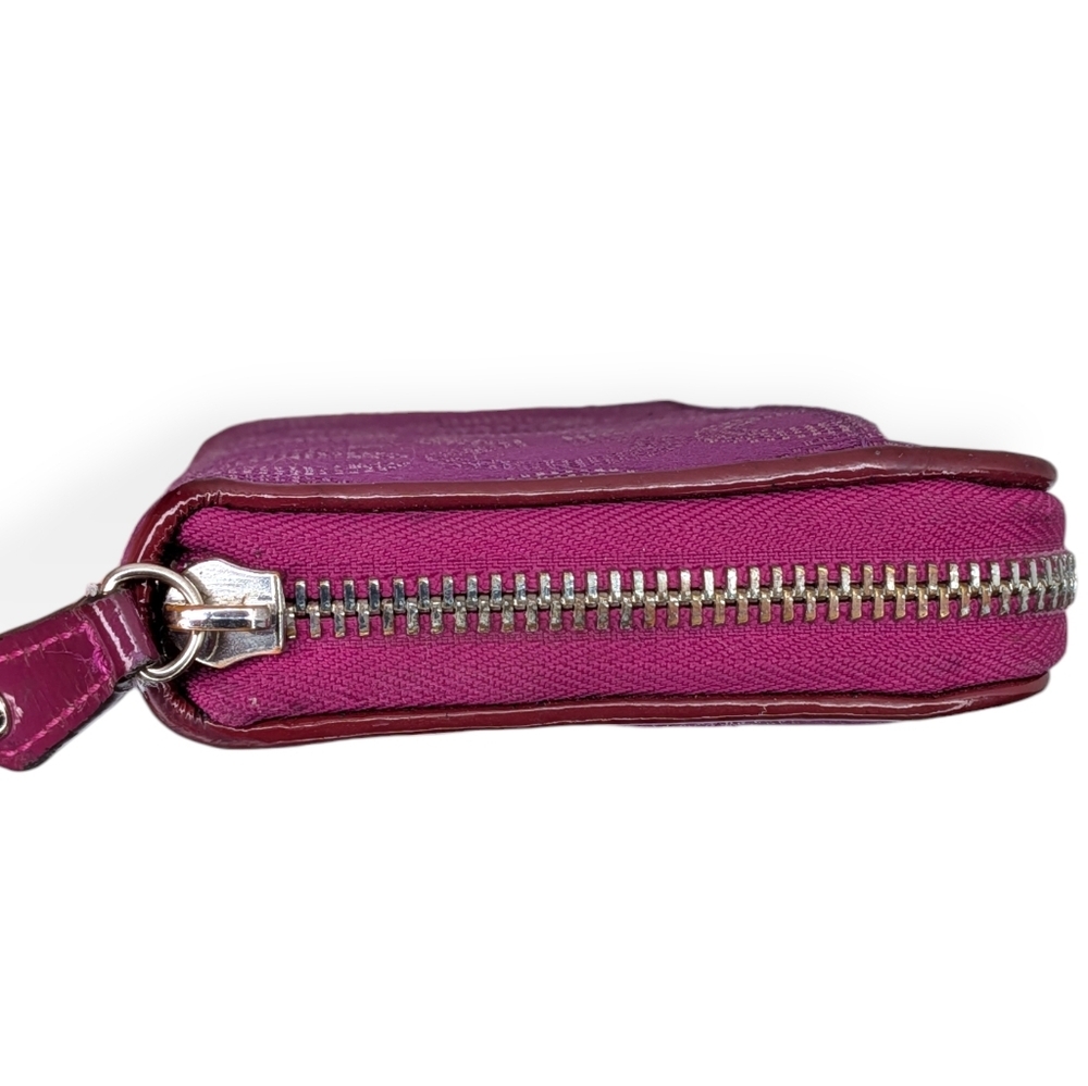 Coach Ashley Op Art Dotted Signature C Zip Around Accordion Wallet Purple Satin - Picture 6 of 16